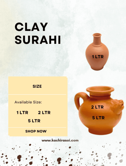 Earthen Clay Surahi | Special Mud Surahi | Kachi Rasoi | best Mitti Ki Surahi - 1,2 & 5 LTR - Image 4