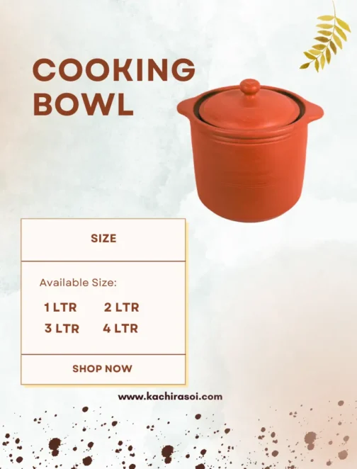 Special Earthen Clay Cooking Bowl  | Kachi Rasoi | Mitti Ki Cooking Bowl- 1 to 4 Ltrs - Image 4