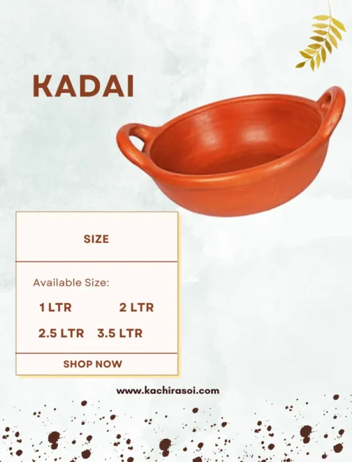 Clay Kadai | 100% natural | Kachi Rasoi | Mitti Ki Kadai - 1 to 4 Ltrs - Image 4