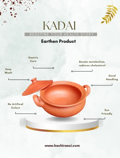 Clay Kadai with lid | Mitti ki kadai with lid | Clay Kadai | Kachi Rasoi | 100% Natural