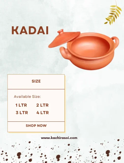 Clay Kadai with lid | Mitti ki kadai with lid | Clay Kadai | Kachi Rasoi | 100% Natural - Image 4