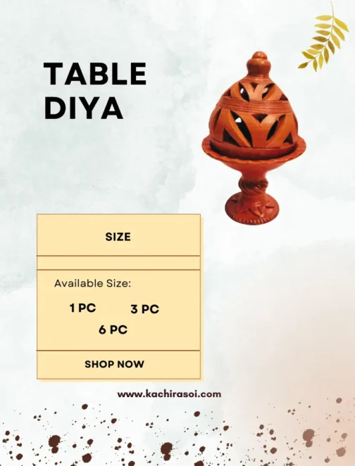 Earthen Clay Table Diya | Mud Diya | Kachi Rasoi | Mitti Ka Diya - Image 4