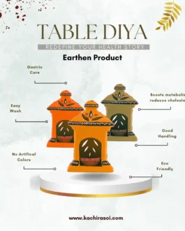 Earthen Clay Colorful Table Diya | Mud Diya | Kachi Rasoi | Mitti Ka Diya