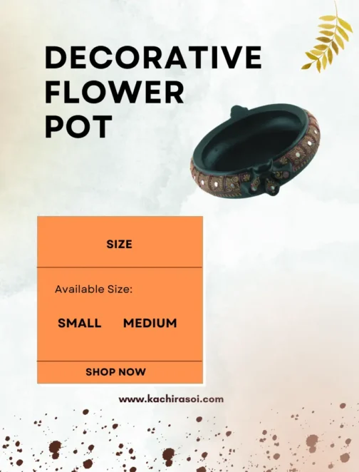 Earthen Clay Decorative Flower Pot | Mud Flower Pot | Kachi Rasoi | Mitti Ka Khushbudaan - Image 3