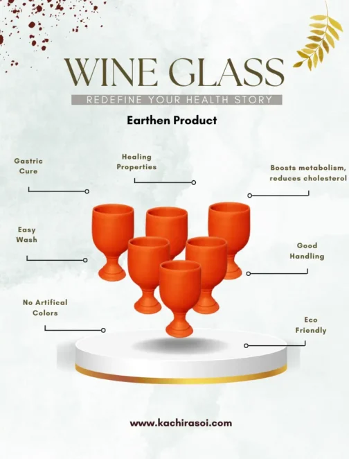 Special Earthen Clay Wine Glasses | Kachi Rasoi | Mitti Ke Glass - 300 ML & 500 ML (6 PCs)