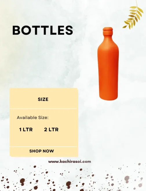 Special Earthen Clay Water Bottle | Kachi Rasoi | Mitti Ki Bottle - 800 ML & 1000 ML - Image 4