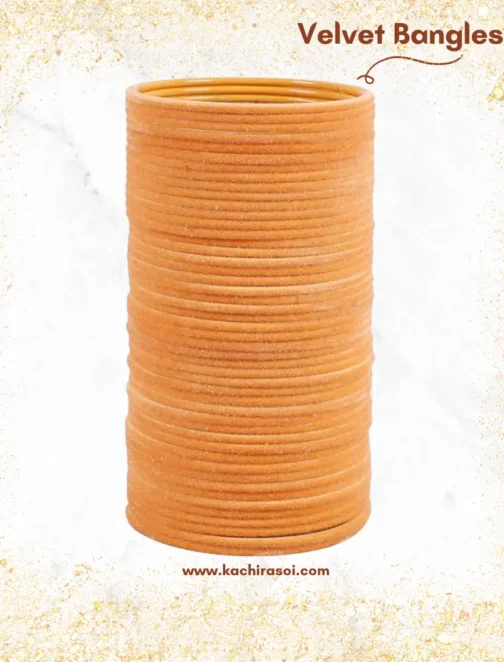 Peach velvet bangle | best metal velvet bangle | kachi Rasoi Peach Stylish Plain Metal Velvet Bangle 1 set