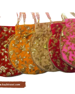 Kachi Rasoi Velvet  Royal wedding Potli Bag | 12 beautiful colors (1 Piece)