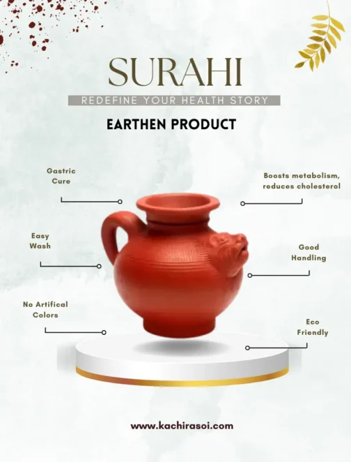 Earthen Clay Surahi | Special Mud Surahi | Kachi Rasoi | best Mitti Ki Surahi - 1,2 & 5 LTR