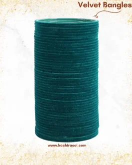 teal blue velvet bangle | best metal velvet bangle | kachi Rasoi teal blue Stylish Plain Metal Velvet Bangle 1 Set (Copy)