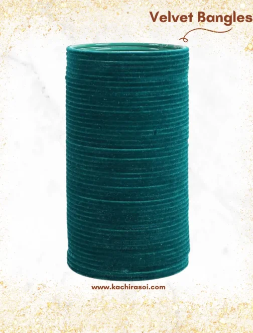 teal blue velvet bangle | best metal velvet bangle | kachi Rasoi teal blue Stylish Plain Metal Velvet Bangle 1 Set (Copy)