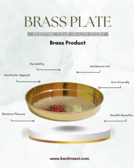 Brass Plate | Kachi Rasoi | Elegant Tray Tableware | 10 inch