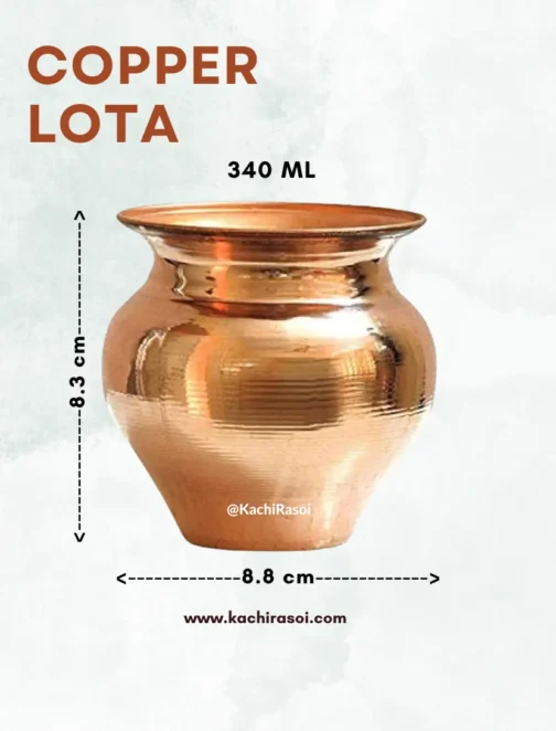 Copper Lota | Pure Copper Vessel | Kachi Rasoi - 340 ML - Image 4