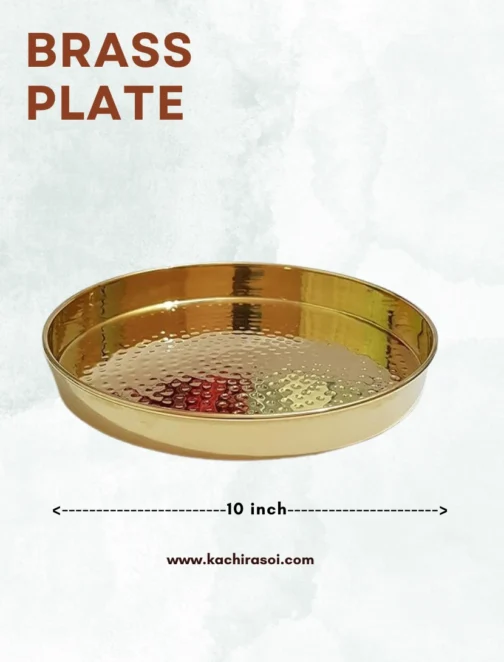 Brass Plate | Kachi Rasoi | Elegant Tray Tableware | 10 inch - Image 2