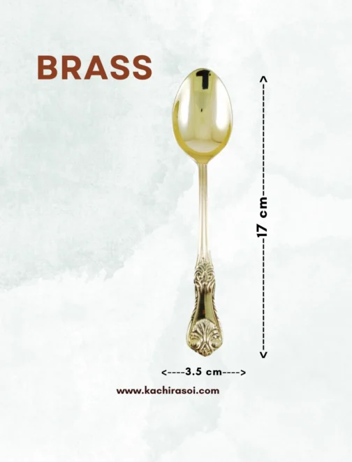 Brass Spoon | Pure Brass Scoop for Dining | Kachi Rasoi - Image 2
