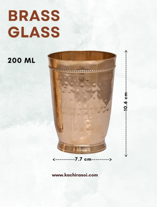 Brass Glass | 100% Pure Brass Glassware | Kachi Rasoi 200ML - Image 2