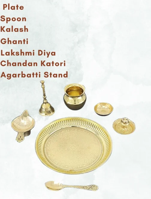 Brass Puja Thali Set | Classic Pooja Thali 500 ML | Worship Items - Image 2