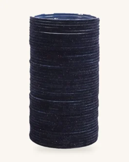 Navy Blue Velvet Metal Bangle Set