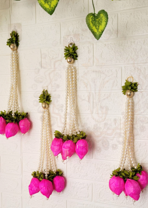 Kachi Rasoi Divine Pearl & Lotus Hangings | Pack of 6 - Image 2