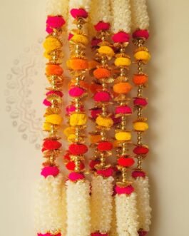 Kachi Rasoi Premium Floral Beaded Toran Garland with Golden Bells | Pack of 6