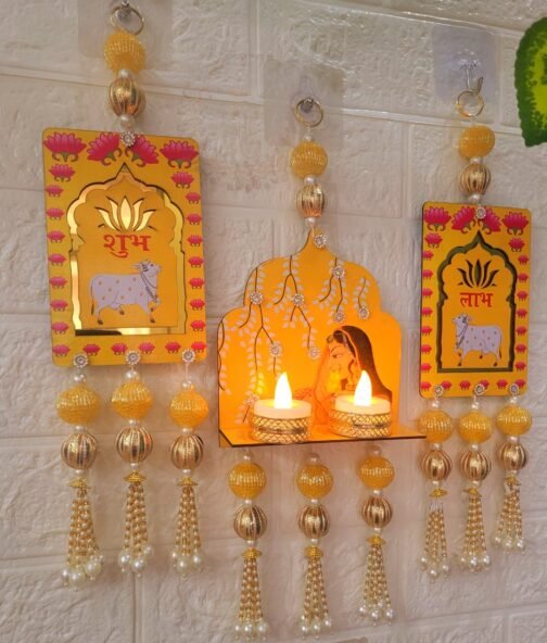 Kachi Rasoi Shubh Labh Wall Hanging with Lotus Diya Holder