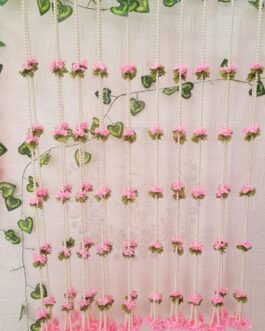 Pearl Gajra Hanging – Pink Flower Pearl Door, Stair & Wall Hanging (4 Feet, Pack of 10)