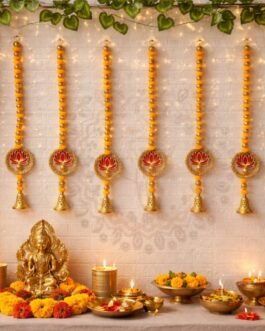 Lotus Pom Pom Bangle Hanging – Door, Stair & Wall Hanging with Bells (24 Inch, Pack of 10)