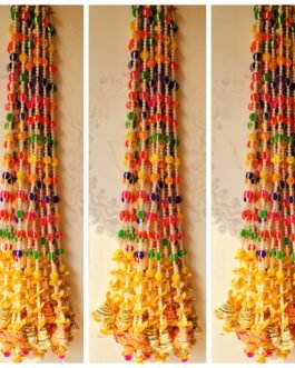 Colorful Ball Hanging – Door, Stair & Wall Hanging with Bells (3 Feet, Pack of 10)
