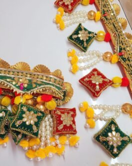 Cushion Toran with Shubh Labh – 40 Inch Velvet Door Toran Set for Diwali