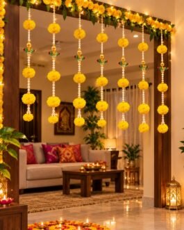 Parrot With Marigold Hanging – Door, Stair & Wall Hanging (3 Feet, Pack of 6)