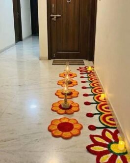 Woollen Rangoli Combo Set – 7 Piece Handmade Entrance Décor with Umbhartha Patti & Samai Aasan