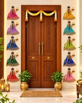 Lady With Diya – Diwali MDF Wall Cutouts (6 Inch, Pack of 10)