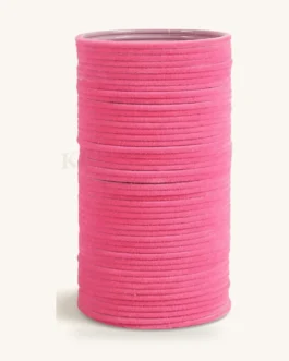 Baby Pink Velvet Metal Bangle Set – 12 Pcs