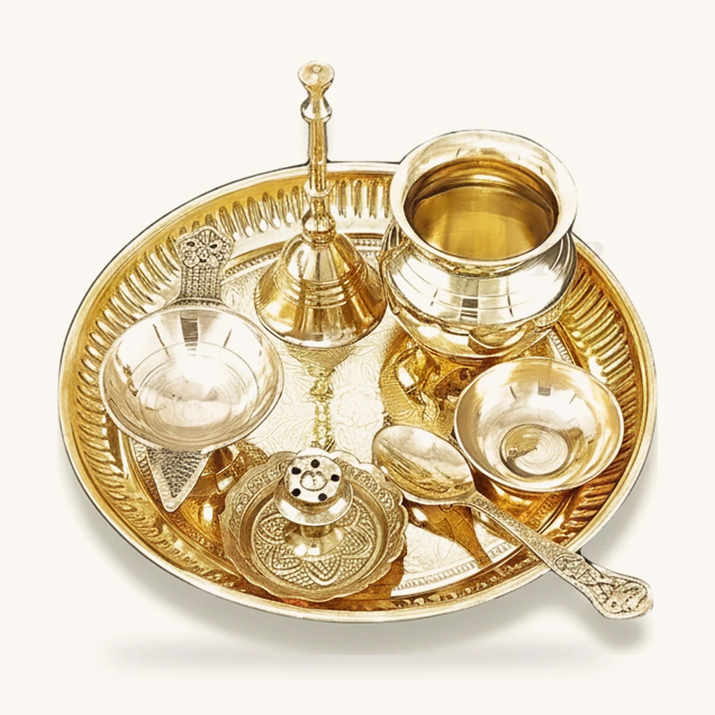 Brass puja thali set for Dhanteras