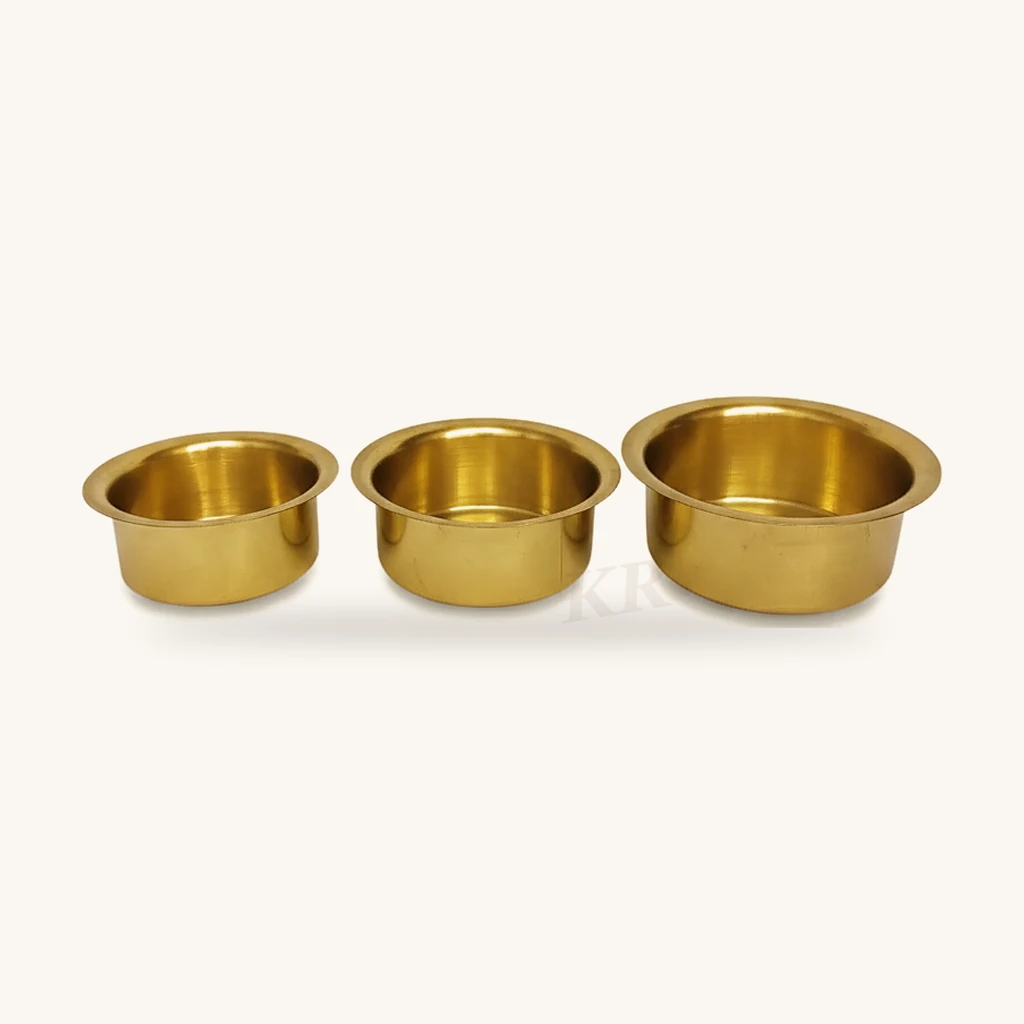 Brass Saucepan Set, Pure Brass Set of 3 – view 4