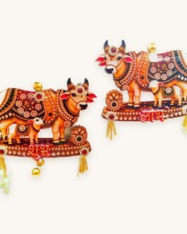 Cow & Calf Shubh Labh Hanging – Auspicious Kamdhenu Door Hanging for Diwali (10 Inch, 1 Pair)