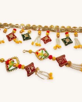 Cushion Toran with Shubh Labh – 40 Inch Velvet Door Toran Set for Diwali