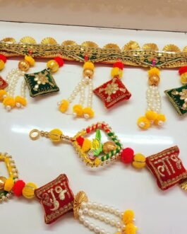 Cushion Toran with Shubh Labh – 40 Inch Velvet Door Toran Set for Diwali