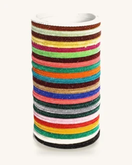 Multicolour Velvet Metal Bangle Set