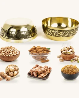 Kansa Dry Fruit Diwali Hamper &ndash; 6 Bronze Bowls & 1.2 kg Dry Fruits