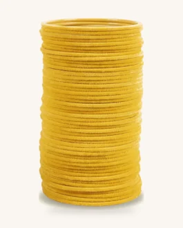 Yellow Velvet Metal Bangle Set