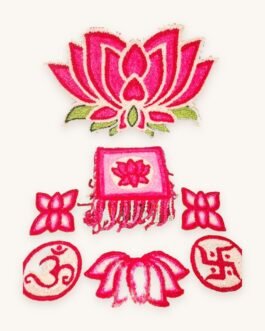 Kamal Singhasan Mat Set – 7-Piece Lotus Backdrop, Chowki Aasan & Rangoli Mats for Lakshmi Puja