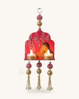 Shubh Labh Wall Hanging with Lotus Diya Holder, Pink – Set of 3