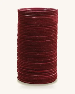 Maroon Velvet Metal Bangle Set
