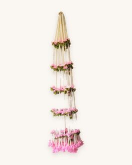 Pearl Gajra Hanging – Pink Flower Pearl Door, Stair & Wall Hanging (4 Feet, Pack of 10)