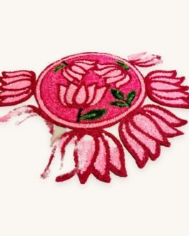 Big Size Pichwai Lotus Mat Set – 9 Piece Rangoli Mats with T-Light Holders (16 & 10 Inch)