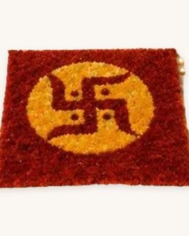 Pooja Décor Combo Set – Swastik Aasan, 2 Kalash & 5 Lotus Mats (8-Piece Rangoli Set)