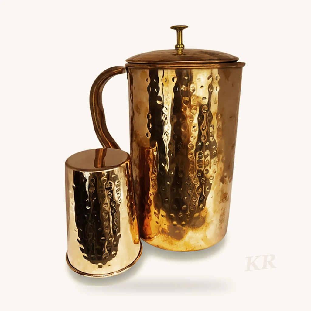 copper jug with glass