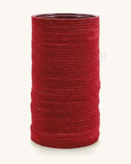 Red Plain Velvet Metal Bangle Set
